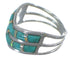Southwest Turquoise And Opal Inlay Silver Ring Size 5-3/4 AX53991
